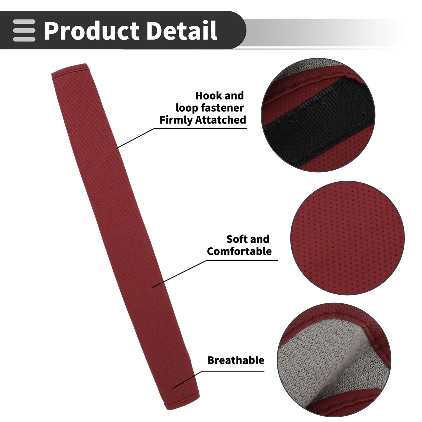 Seat Belt Cover Pad for Pana (1 Pcs) 19.69 Inch Burgundy Leather
