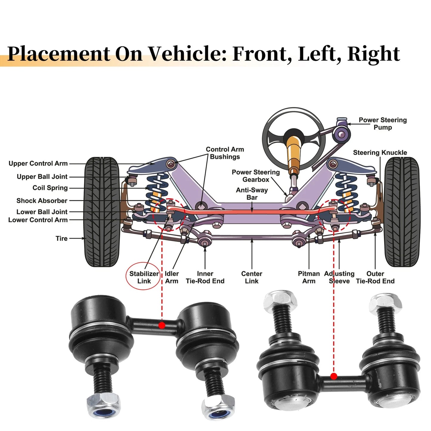 2X Front Stabilizer Sway Bar Link for Chevrolet Prizm (1998–2002) No.K90124