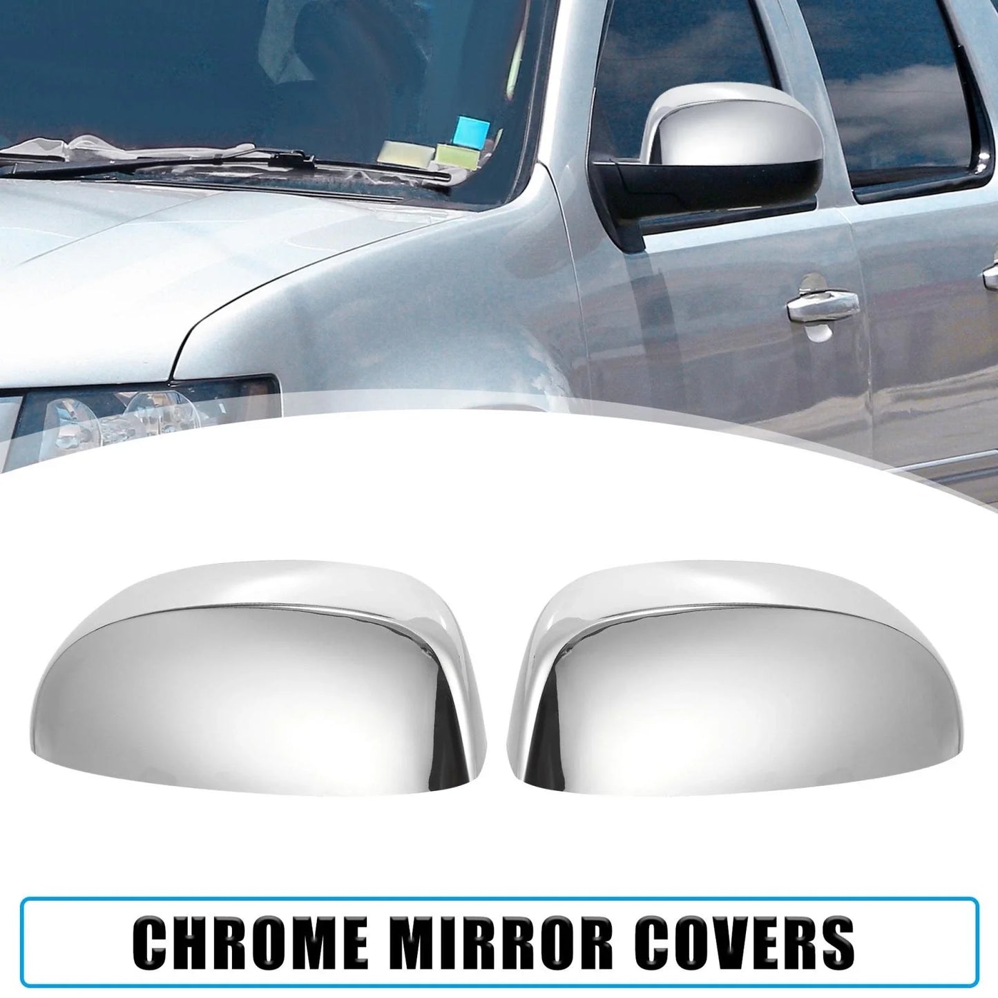Chrome Top Mirror Cover Replacement for Chevy Silverado, GMC Sierra (2007-2013)