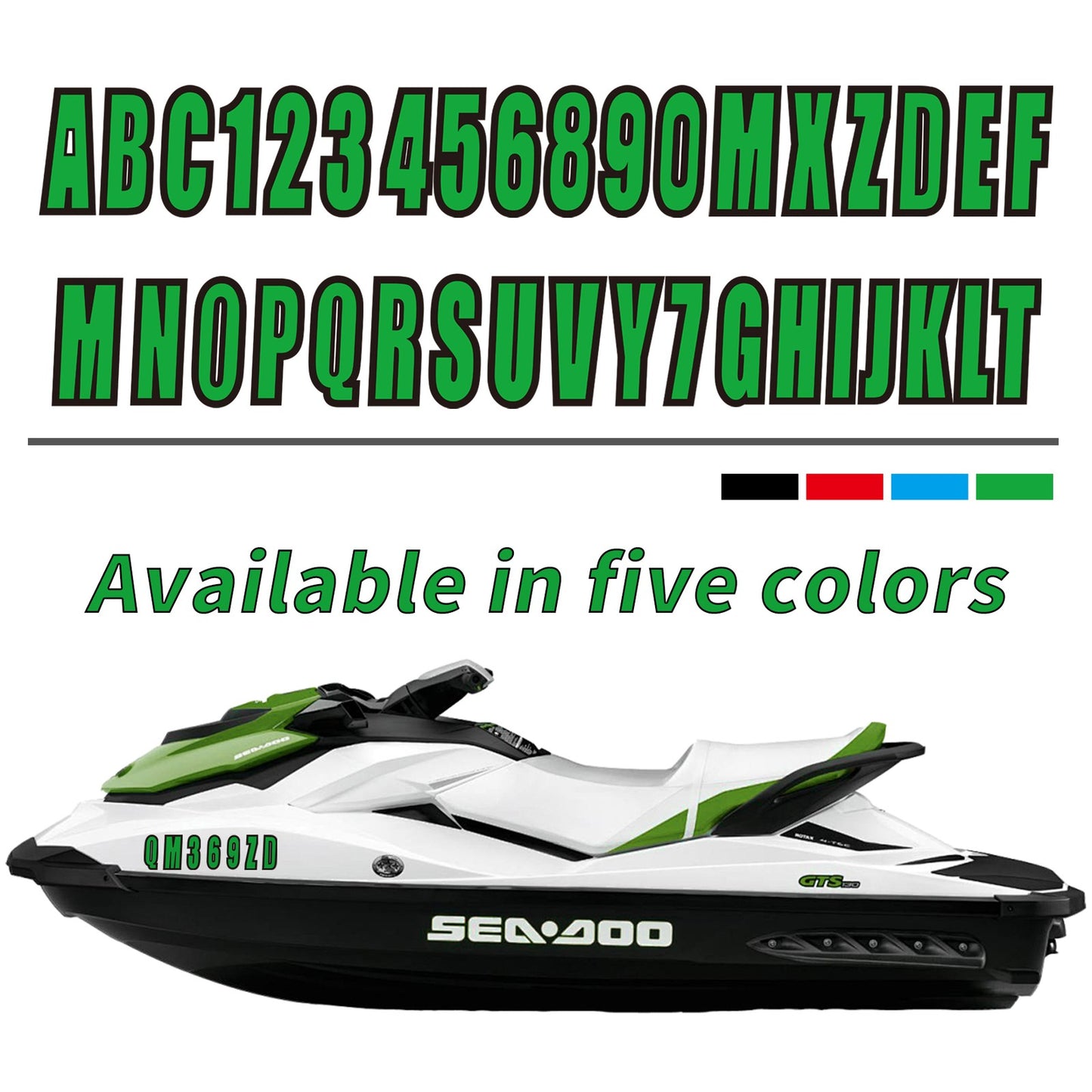 Set of 4 Custom Boat Registration Decal Stickers A-Z & 0-9