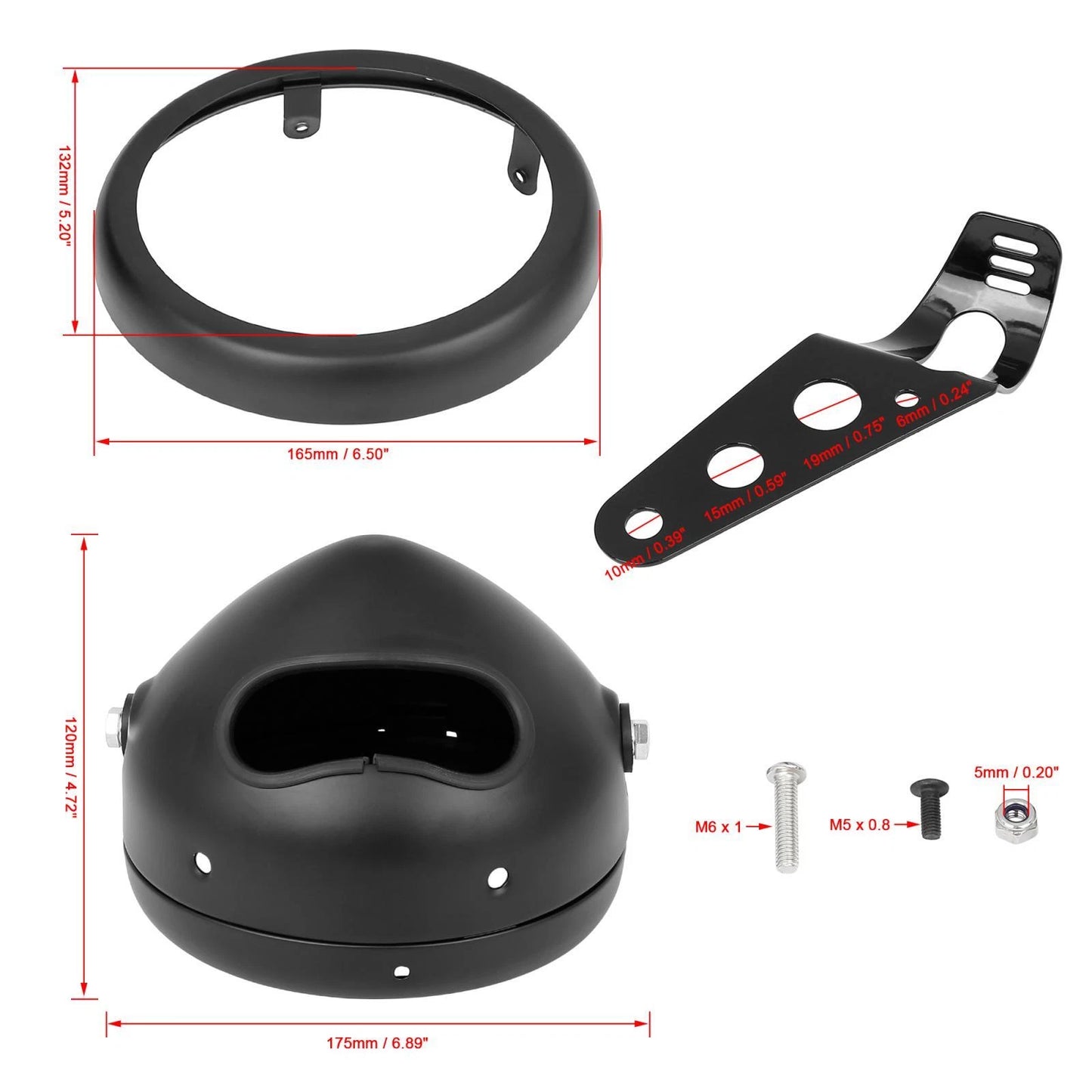 5.75" Black Motorcycle Headlight Bracket for Harley Davidson