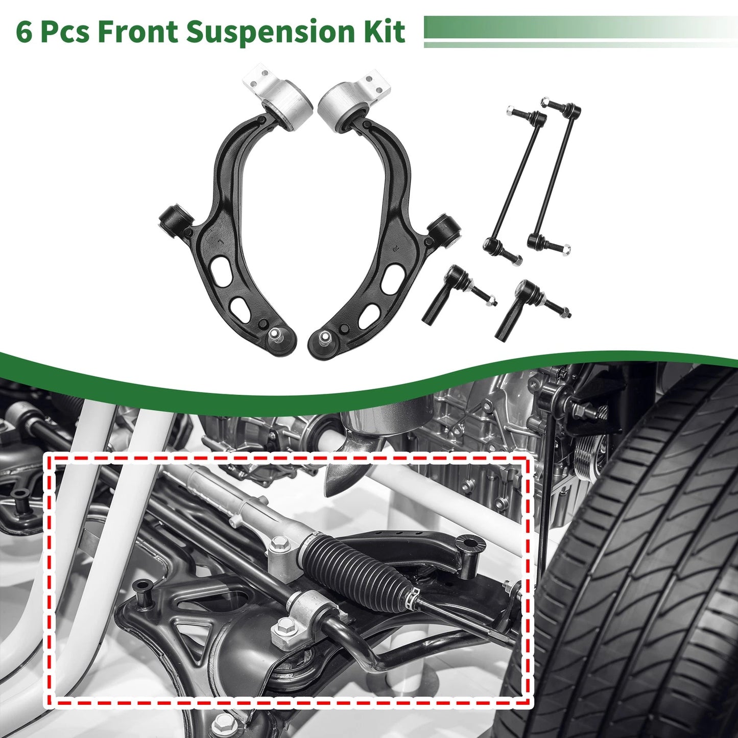 Set of 6 Front Lower Control Arms for Ford Flex (2010–2012) No.MS401121/MS401122