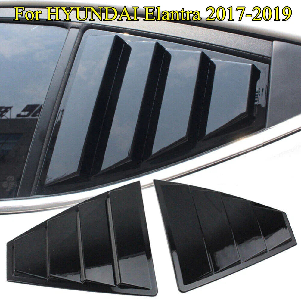 Glossy Black Window Louvers Cover Rear Trim for HYUNDAI Elantra (2017–2019)