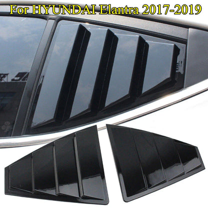 Glossy Black Window Louvers Cover Rear Trim for HYUNDAI Elantra (2017–2019)
