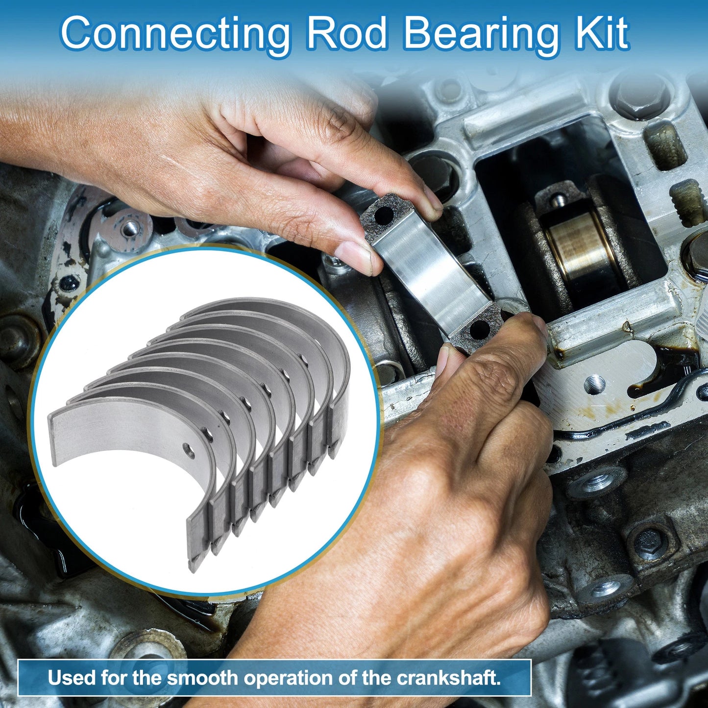 Set of 8 Connecting Rod Bearings for Mitsubishi L200 (MD071298)