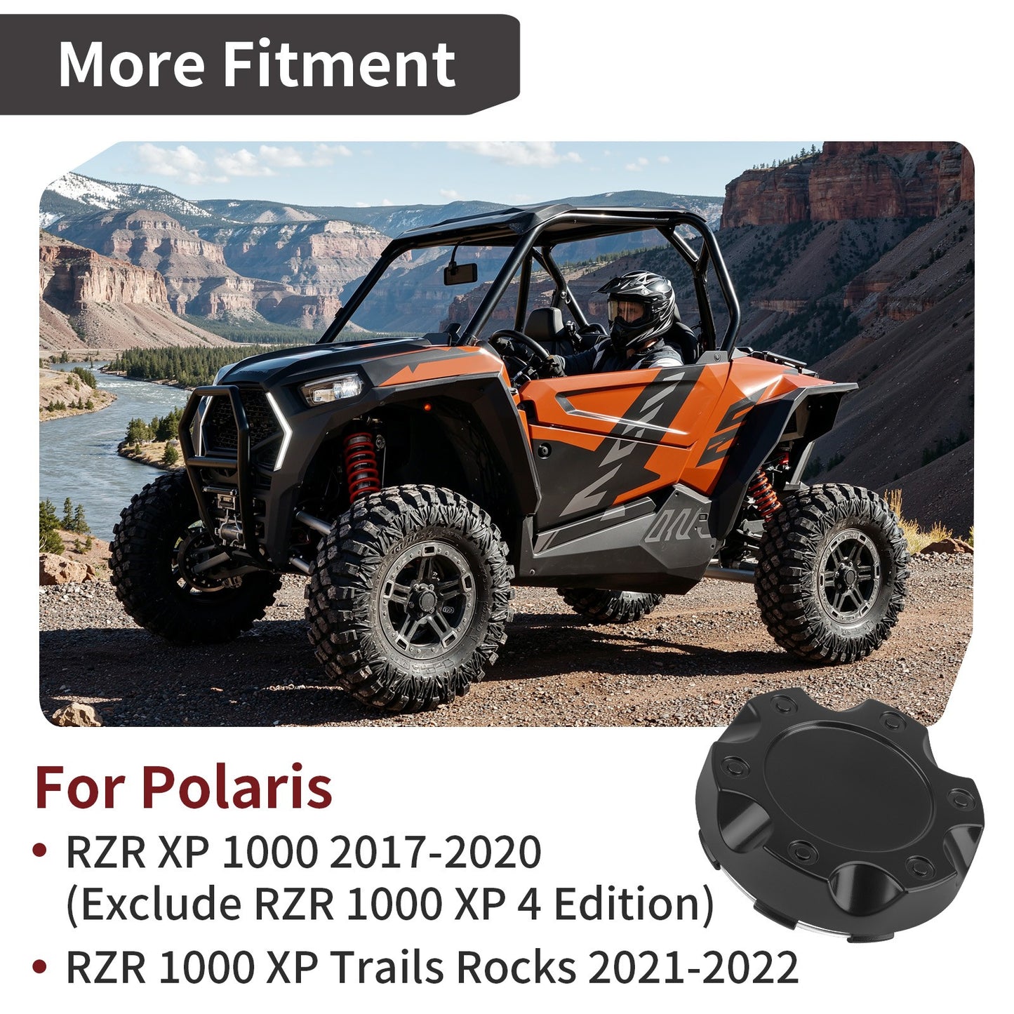 Set of 4 Wheel Center Caps for Polaris RZR XP 1000 (2017–2022)