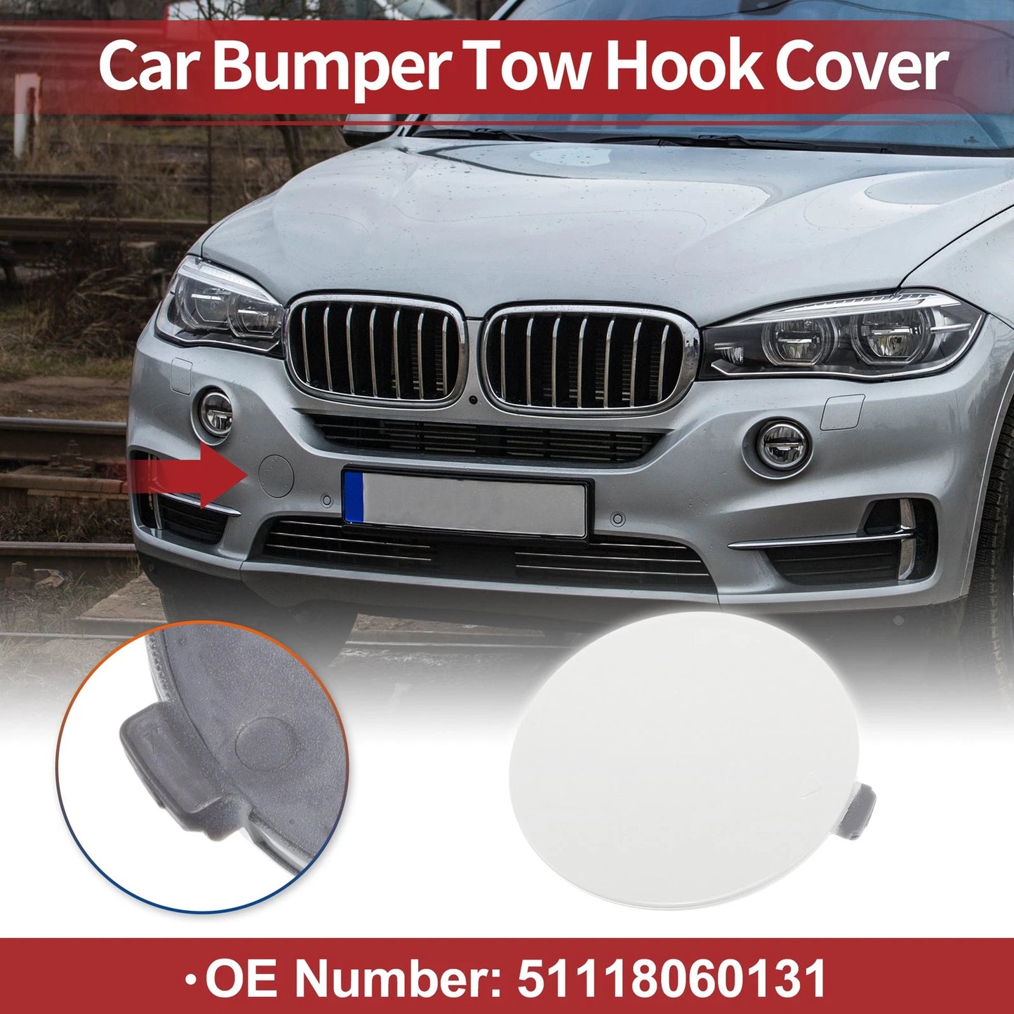 Front Tow Hook Cover for BMW X5 F15 (2014–2018) No. 51118060131 White