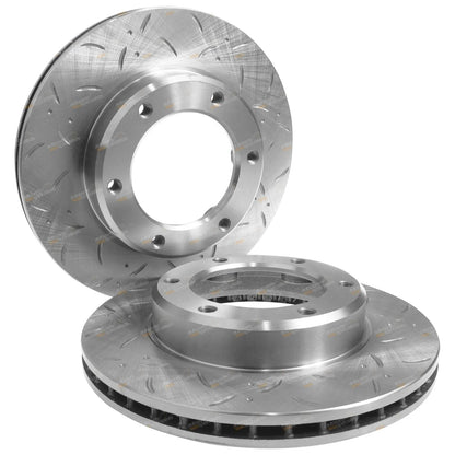 Front Dimpled Slotted Brake Disc Rotors for Landcruiser 80 Series (1990-1992)