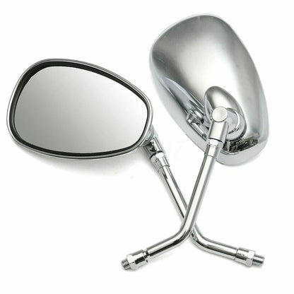 Chrome Motorcycle Oval Rearview Side Mirrors 10mm for Cruiser Chopper