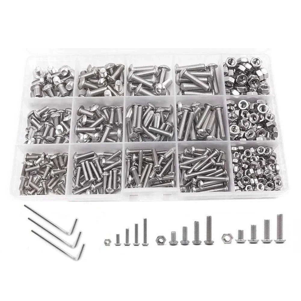 500 PCS Stainless Steel Hex Socket Bolt Nut Organizer Box