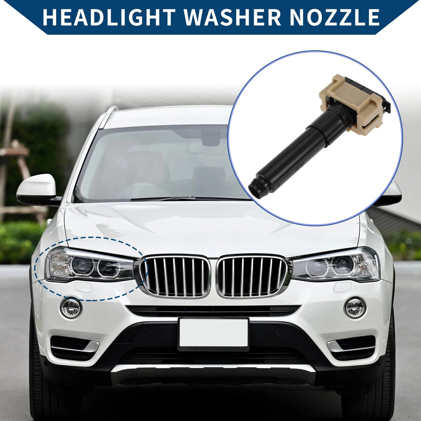 Front Passenger Headlight Washer Nozzle for Toyota Land Cruiser (2008–2021) No.852070G040