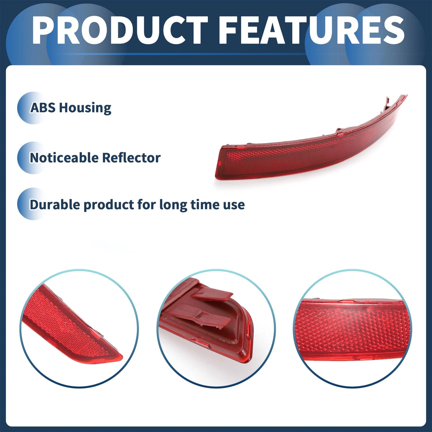 Bumper Reflector No.5C6945106B for VW Tiguan (2010–2017) Red Rear Right