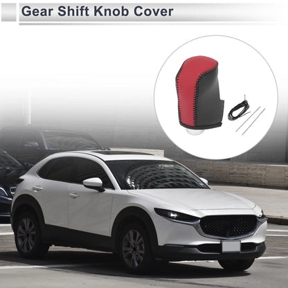 Gear Shift Knob Cover for Mazda CX-30 (2020–2021) Black Red Faux Leather