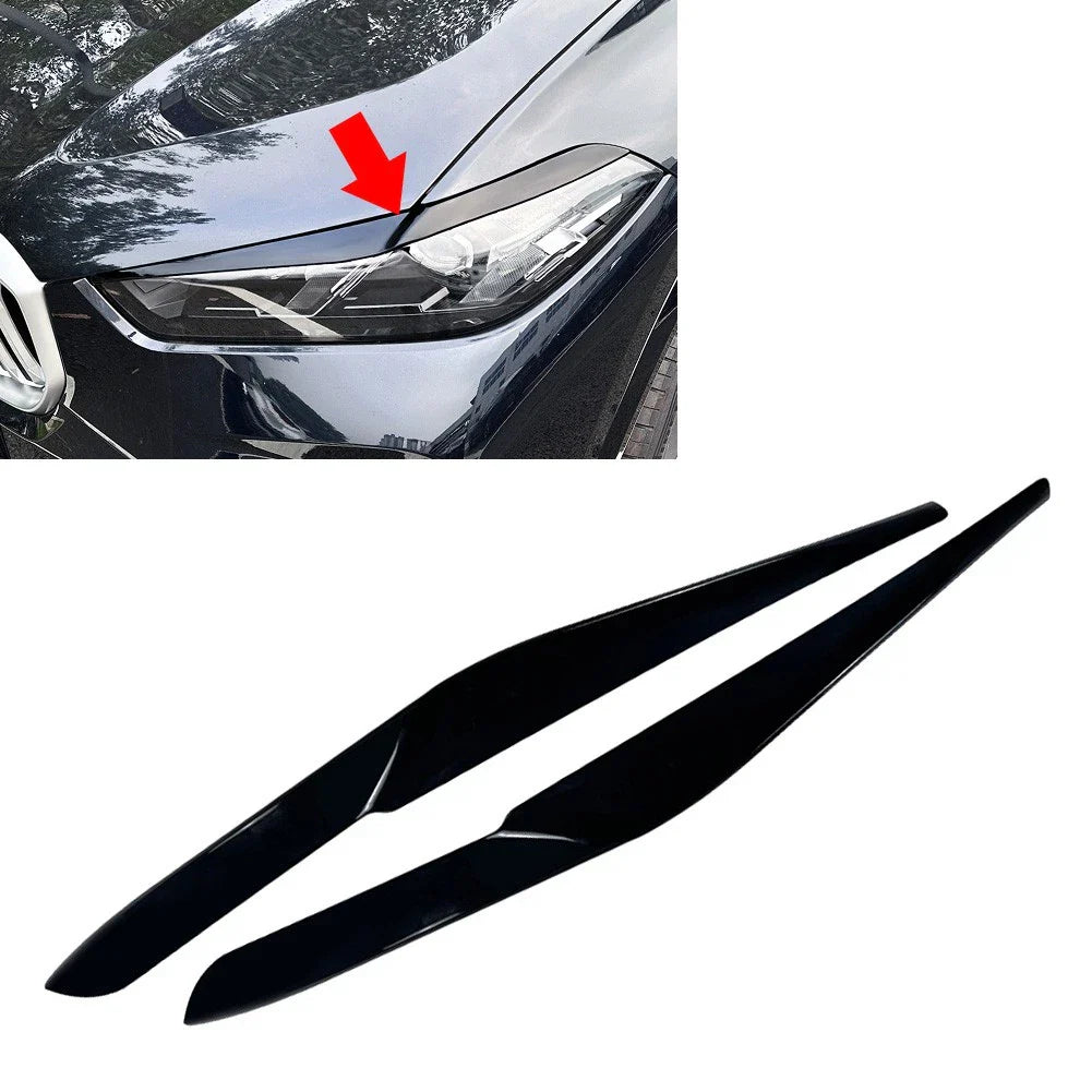 Black Headlight Eyebrow Eyelids Covers for BMW X5 X6 G05 G06 (2023-2025)