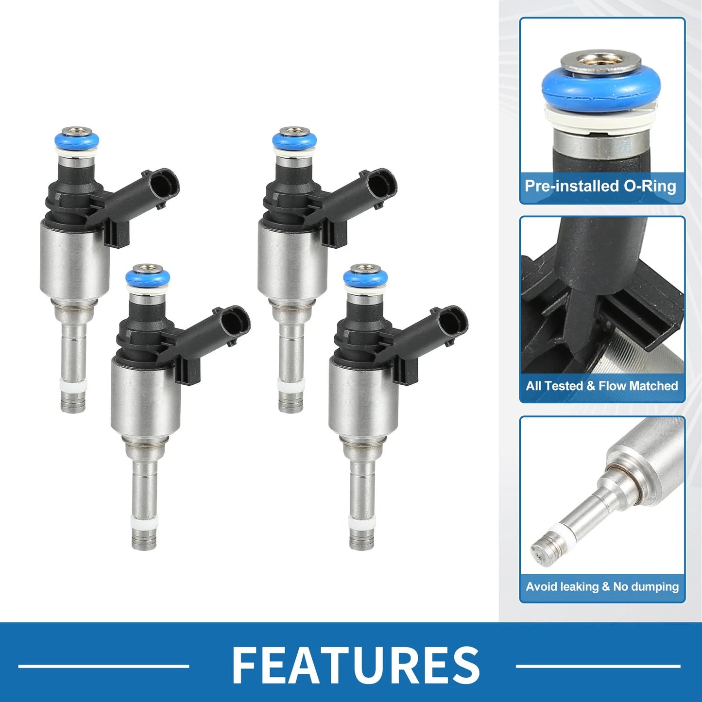 Set of 4 Fuel Injectors No.06H906036G for Audi A4 2.0L (2009–2014)