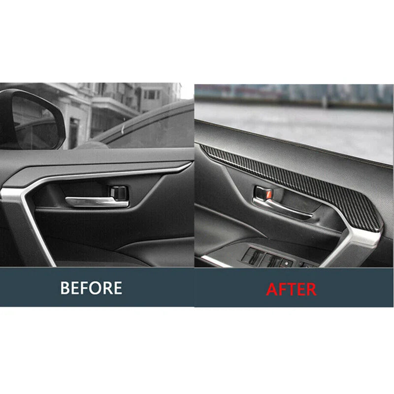 ABS Carbon Fiber Door Armrest Cover Trim for Toyota RAV4 (2019–2023)