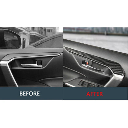 ABS Carbon Fiber Door Armrest Cover Trim for Toyota RAV4 (2019–2023)