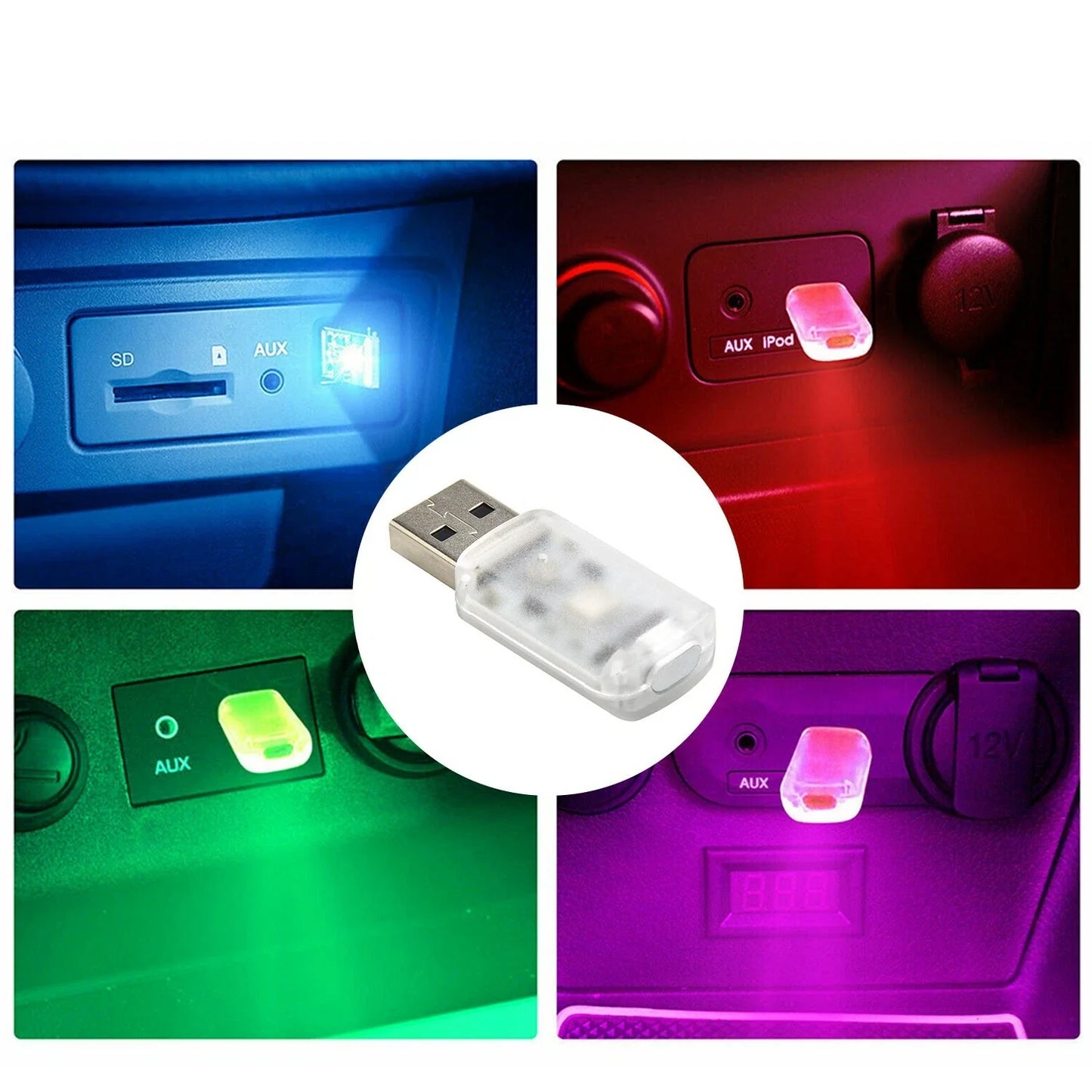 Mini USB LED Car Interior Lights Touch Keys Neon Ambient Lamp Bulb for Vehicles