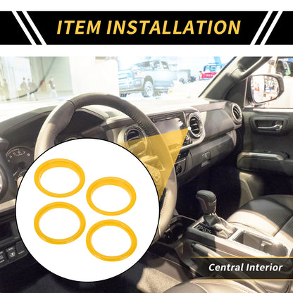 Set of 4 AC Vent Dashboard Decoration Rings for Jeep Wrangler JL JLU (2018–2020) Yellow