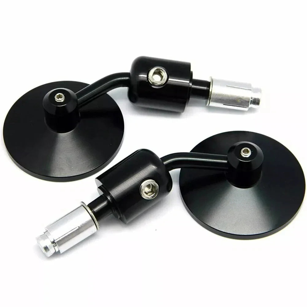 Black Round Aluminum Handle Bar End Mirrors for Cafe Race Motorcycle