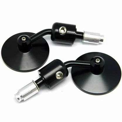 Black Round Aluminum Handle Bar End Mirrors for Cafe Race Motorcycle