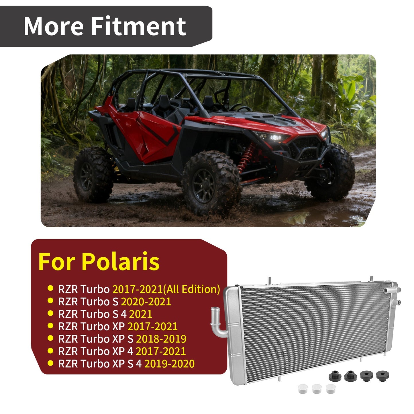 Aluminum Radiator for Polaris RZR XP / RZR XP 4 Turbo (2017–2021)