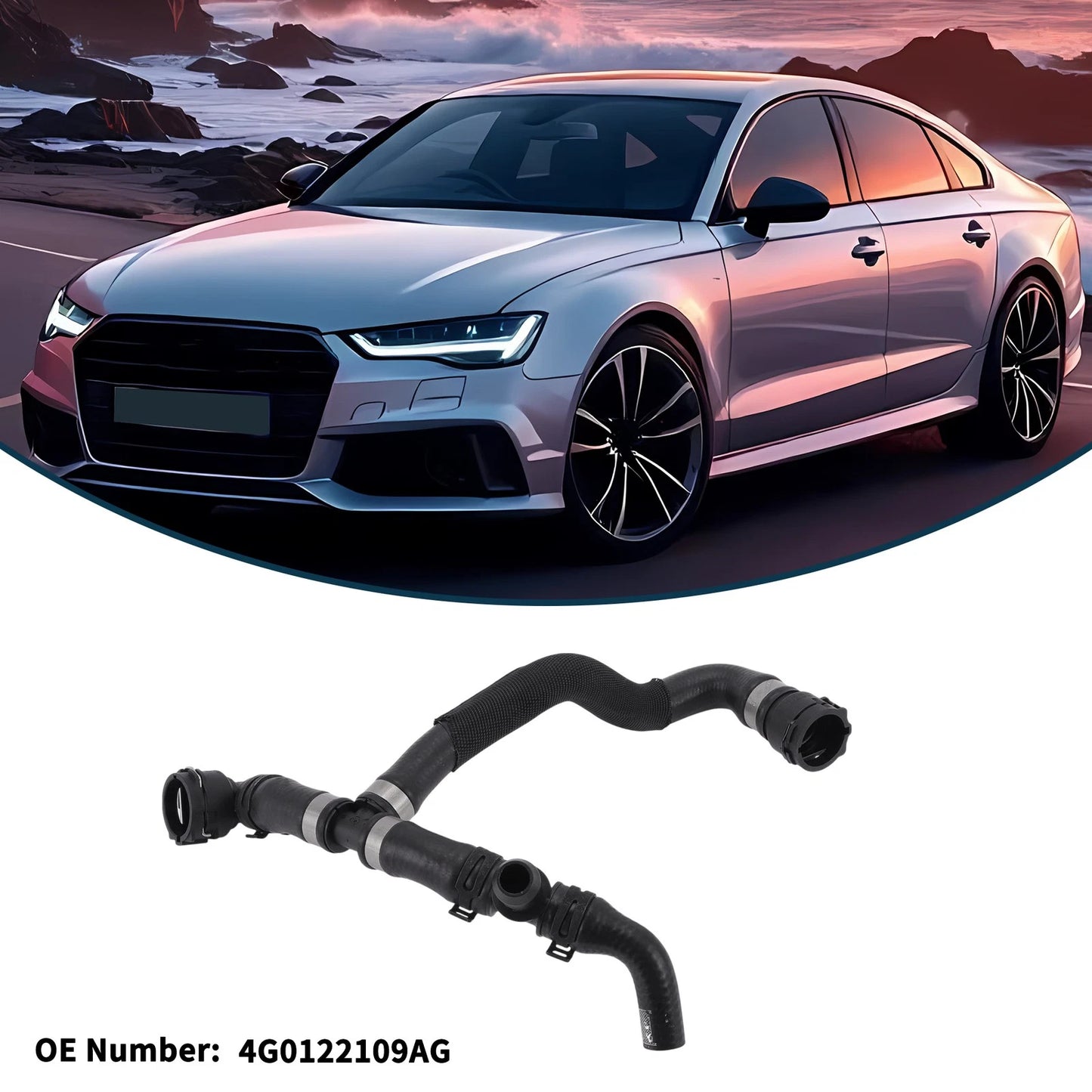 Radiator Hose for Audi A6 C7 2.0 T (2016) No. 4G0122109AG Rubber