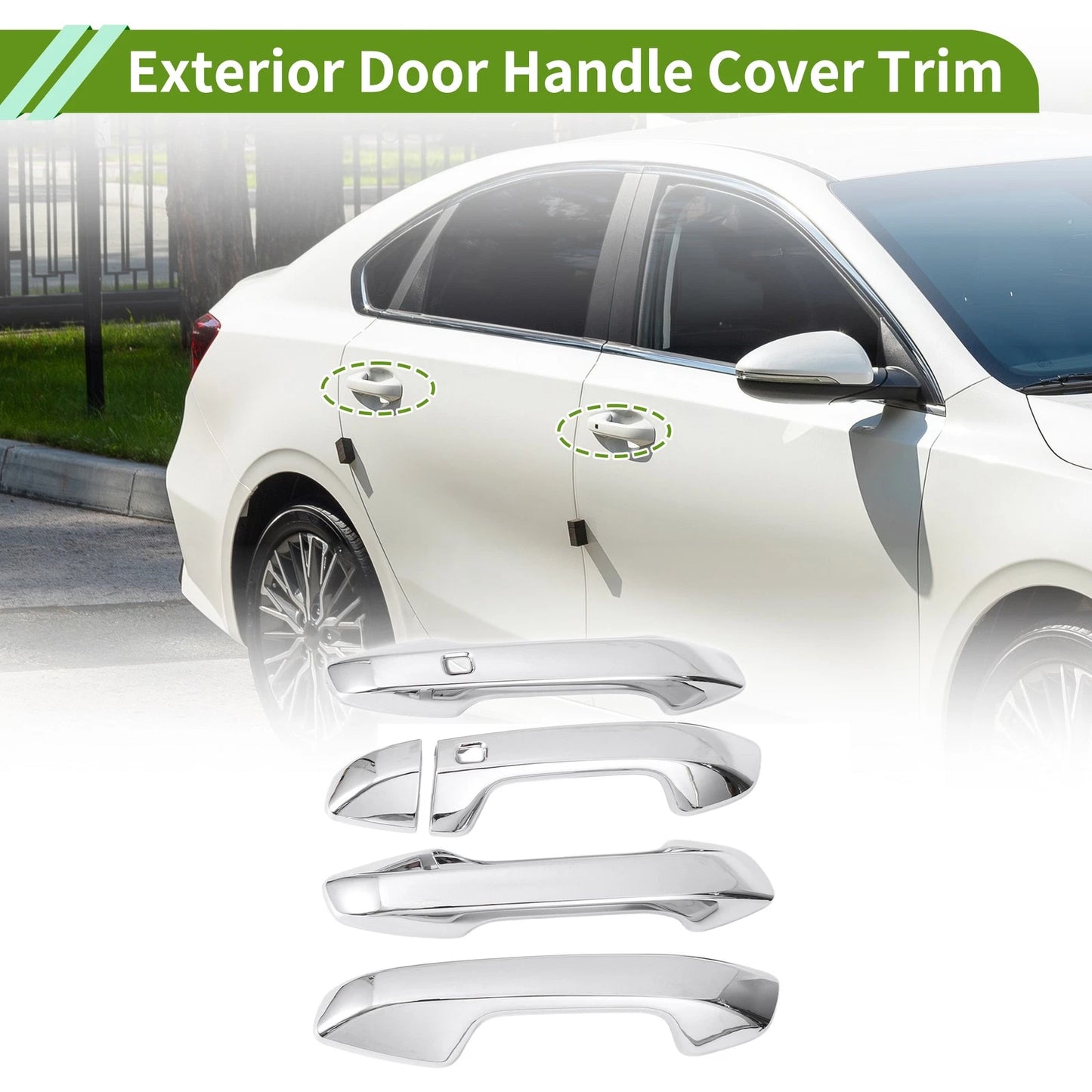 Exterior Door Handle Cover Trim for KIA Forte (2019–2023) Silver ABS