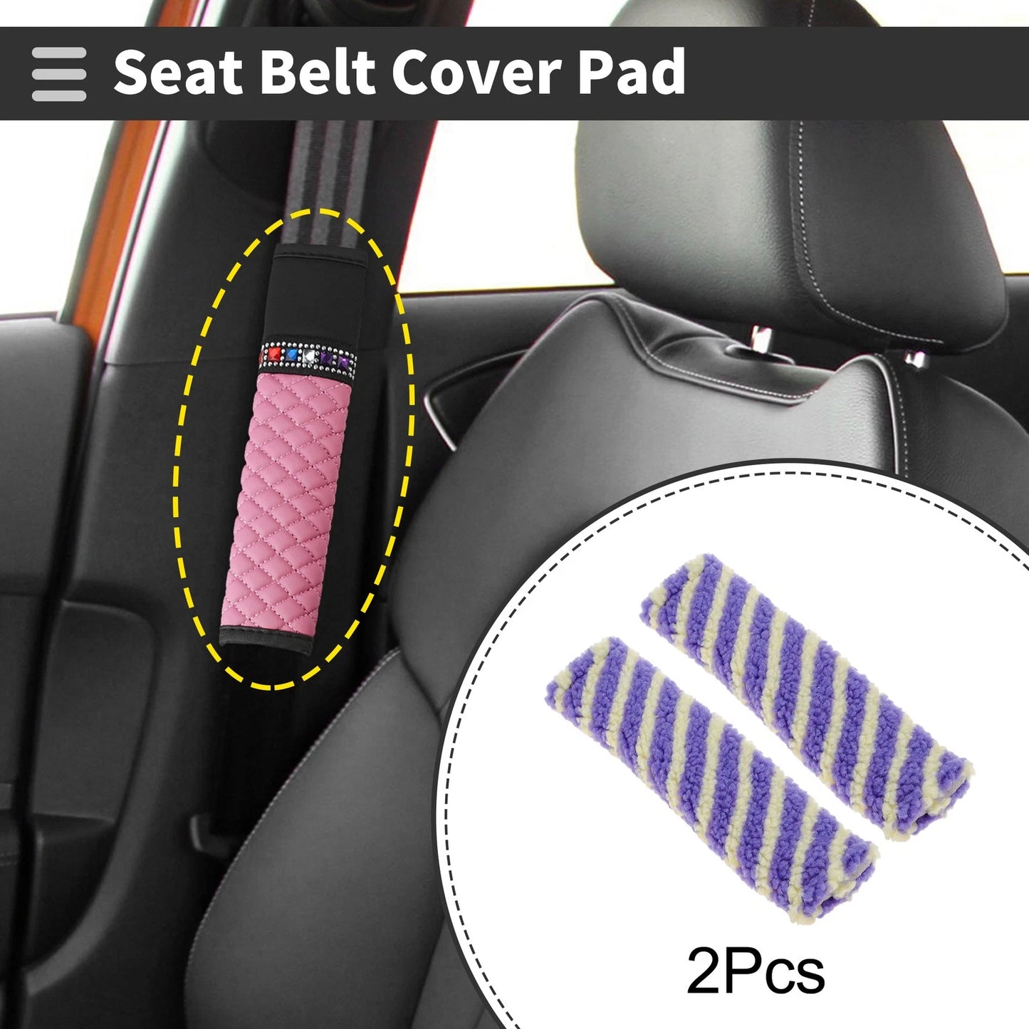 Set of 2 Seat Belt Cover Pads for Universal Fit (24cm)