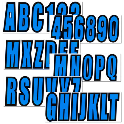 Set of 4 Blue Boat Registration Decal Stickers A-Z & 0-9