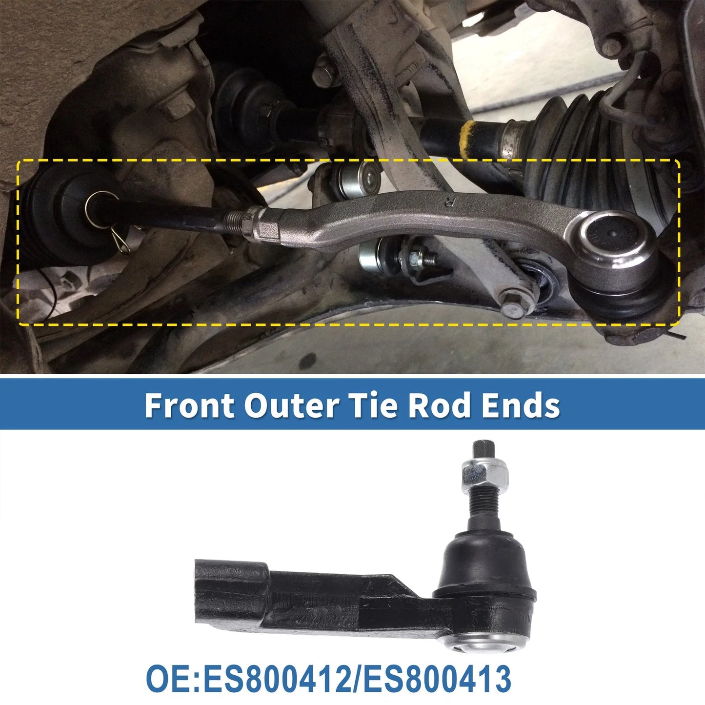 2X Front Outer Tie Rod End Links for Jeep Liberty (2008–2012) No. ES800412/ES800413