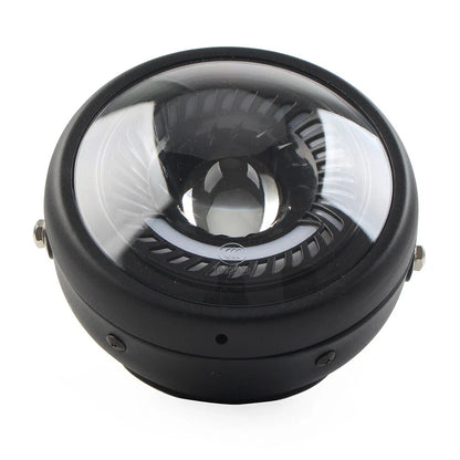 5-3/4" Switchback White LED Halo DRL Angel Eye Headlight for Motorcycle (N/A)