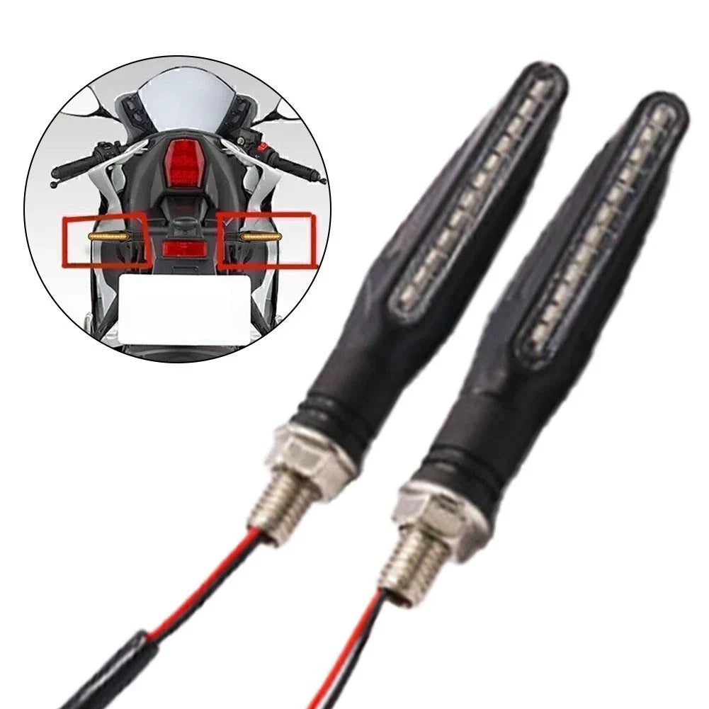 2 x Motorcycle Indicator Lights Amber Flowing Sequential Design