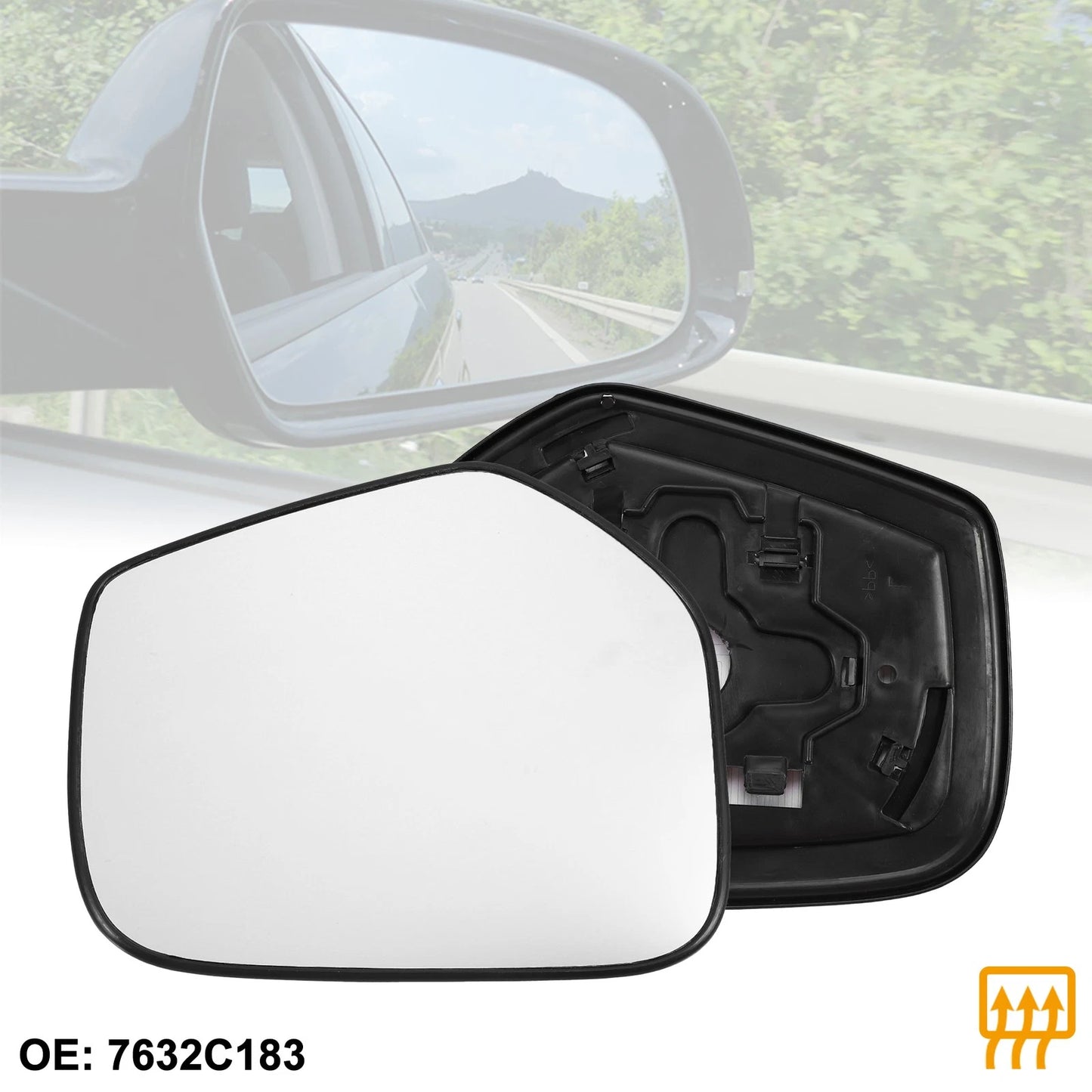 Heated Right Side Rearview Mirror Glass with Backing Plate for Mitsubishi