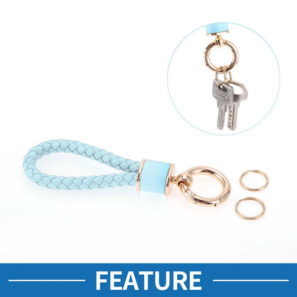 Car Keychain with Ring for Universal Use (Light Blue Gold Tone)