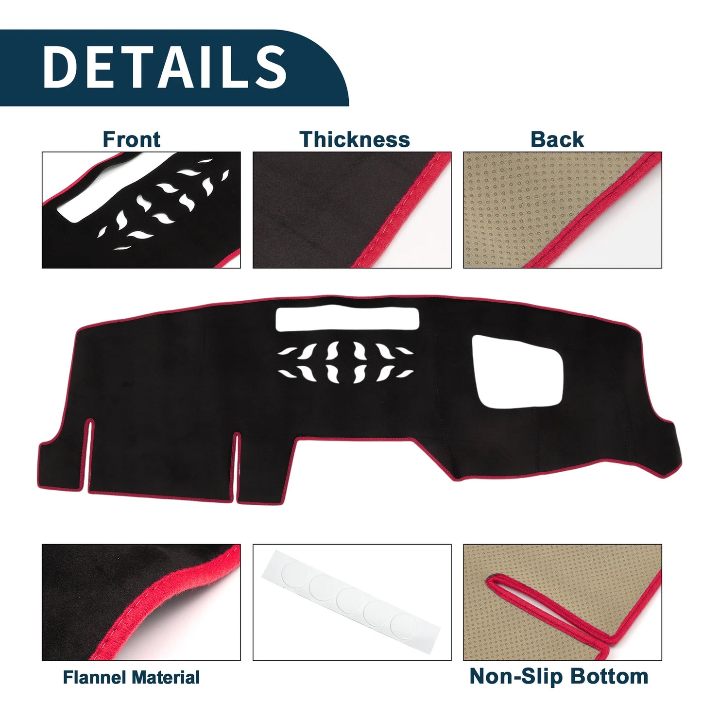 Set of 1 Dashboard Dash Cover Mat for Mazda CX-5 (2017–2023) & CX-8 (2018–2023) Black Red