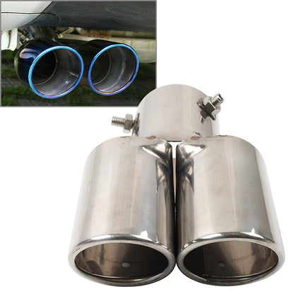 Dual Steel Rear Exhaust Pipe Tail Muffler Tip for Universal Fit (No Year Specified)