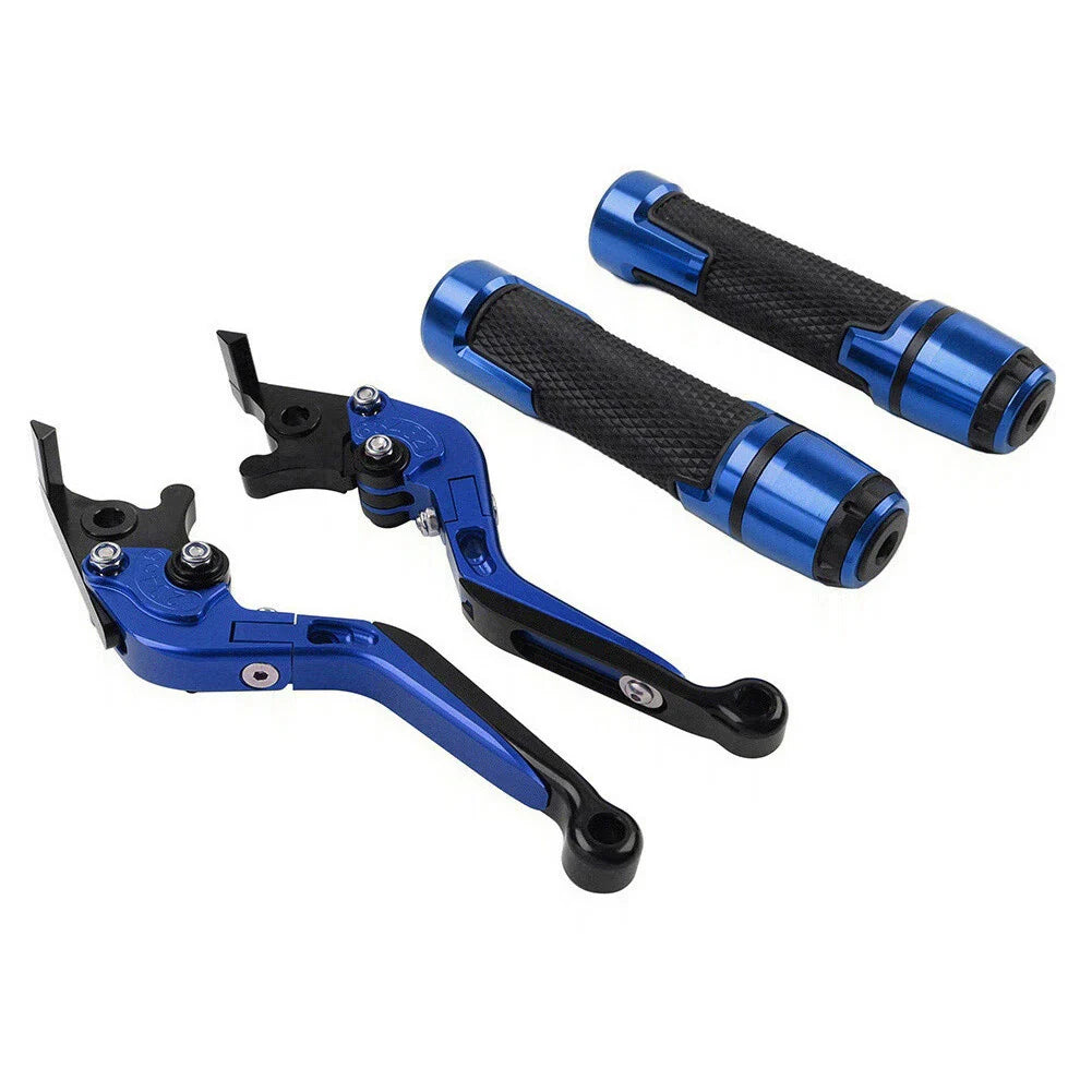 Blue Extendable Brake Clutch Lever Grip Set for Yamaha YZF R1 R6