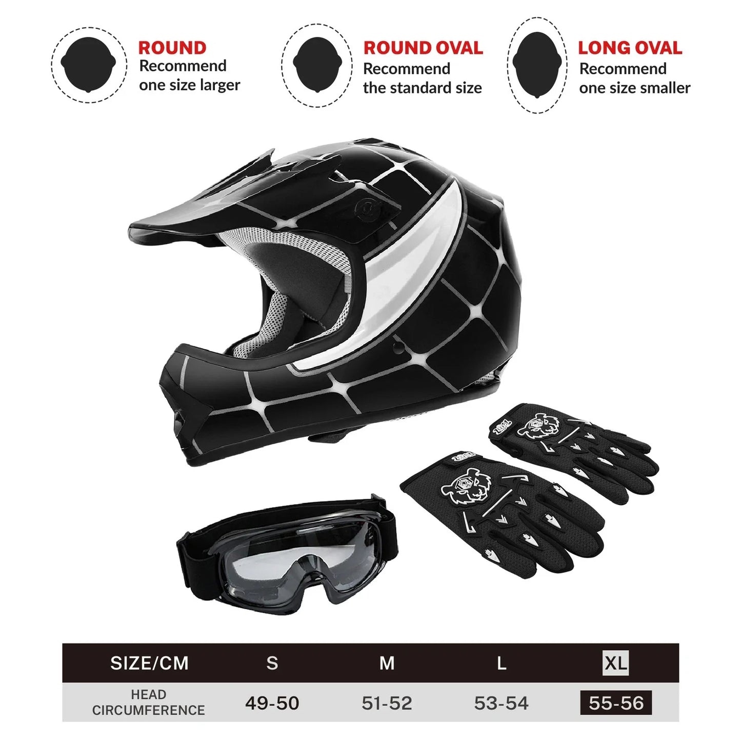 Youth Dirt Bike Helmet for ATV Motorcycle Kid Motocross Offroad Black/Red