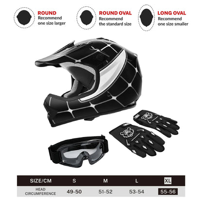 Youth Dirt Bike Helmet for ATV Motorcycle Kid Motocross Offroad Black/Red