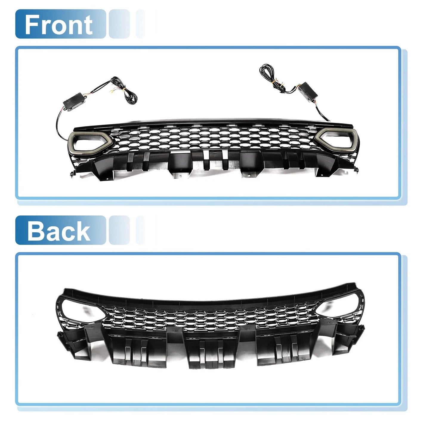 Front Upper Bumper Grille for Dodge Charger 2015-2023 Plastic Black
