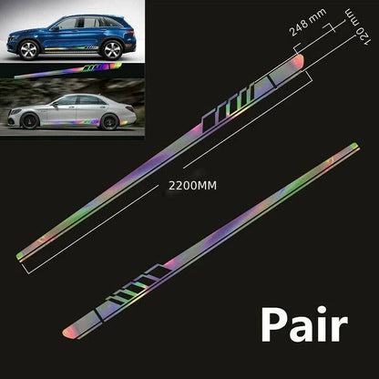 2x Reflective Auto/Car Body Both Side Graphics Vinyl Long Stripe Decal Sticker