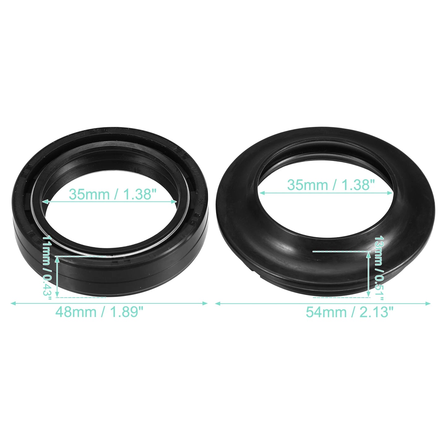 Set of 2 Fork Shock Oil Seal Dust Seal for Kawasaki EX250 (2008–2012)
