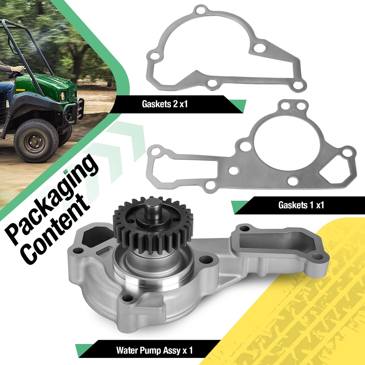 Water Pump with Gaskets for Kawasaki Mule 2500-4010 (1998–2009)