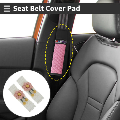Set of 2 Pink Seat Belt Cover Pads for Universal Fit (25cm)