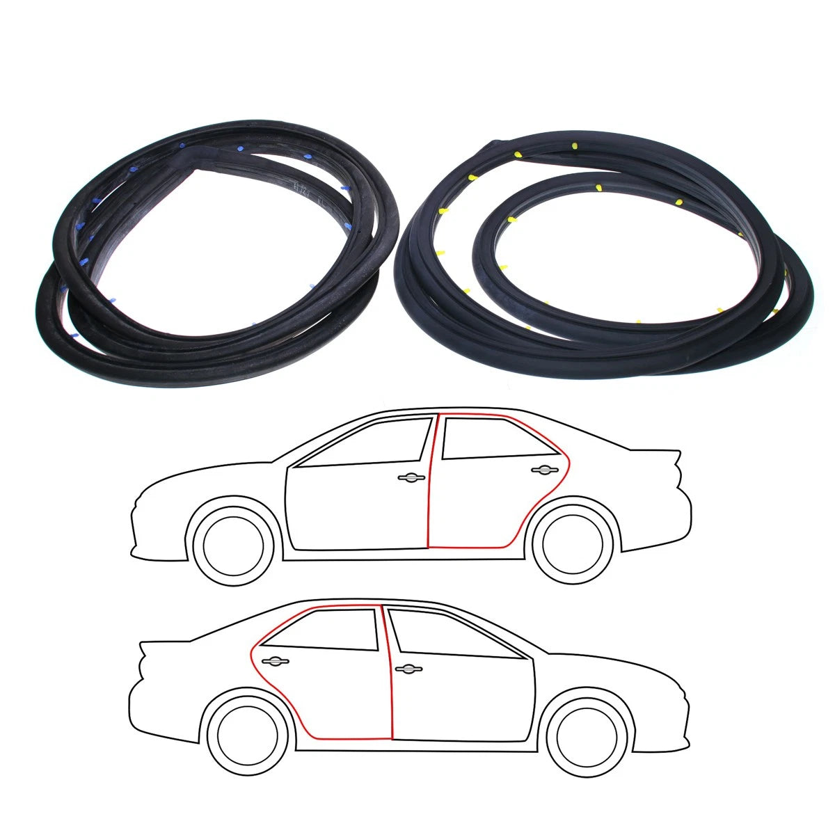 Set of 2 Rear Door Weatherstrips for Mitsubishi Sigma Colt Galant (1976–1980)