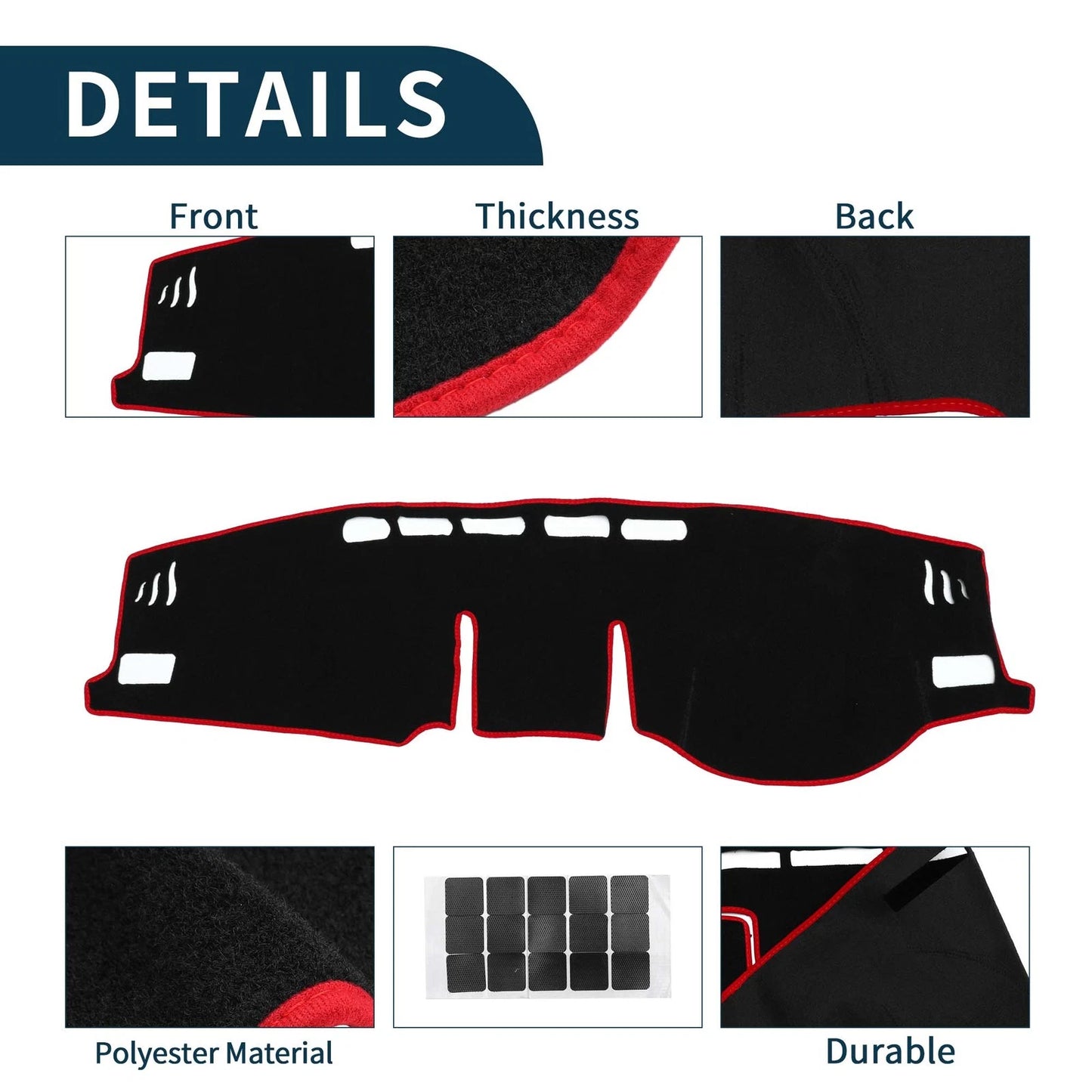 Dashboard Cover Mat for Toyota Raize A200A (2020–2023) Black Red Set
