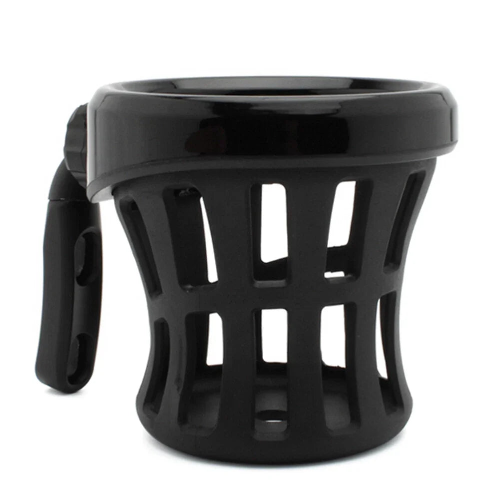 Universal Black Motorcycle Handlebar Cup Holder with Mesh Basket