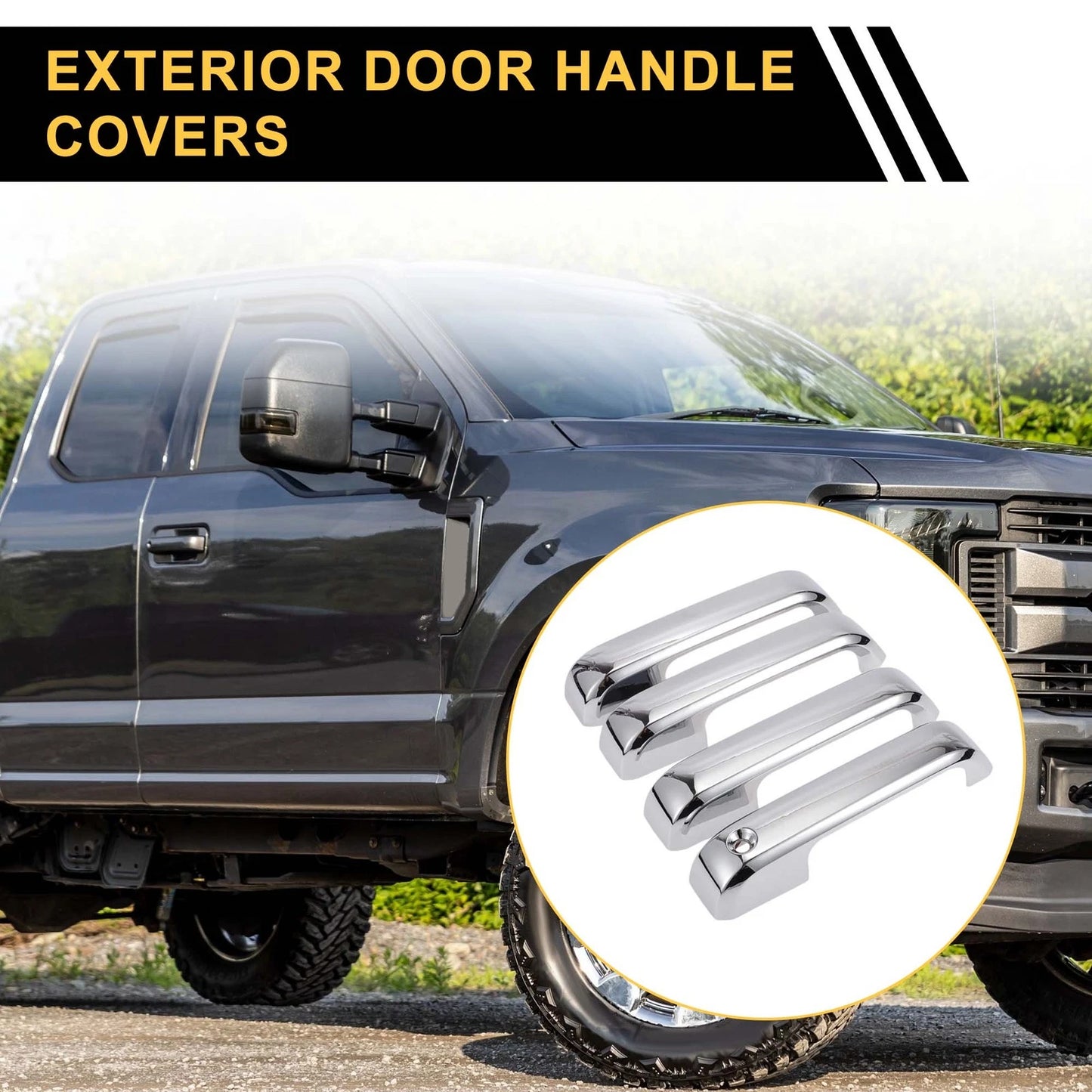 Set of 4 Car Exterior Door Handle Covers for Ford F-150 (2015–2020) Silver Tone