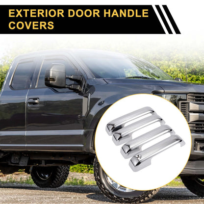 Set of 4 Car Exterior Door Handle Covers for Ford F-150 (2015–2020) Silver Tone